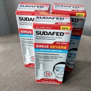 NEW SUDAFED SEVER SINUS OXYMETAZOLINE HCI 0.05%NASAL DECONGESTANT BUNDLE  AND SA
